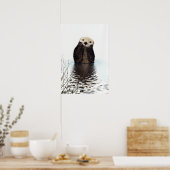 Poster Adorable Otter souriant dans le lac (Cuisine)