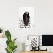 Poster Adorable Otter souriant dans le lac (Bureau à domicile)