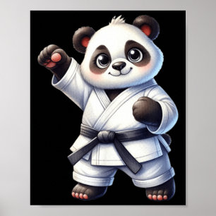 Poster Adorable Panda Karaté Ceinture Noire Combattant d'