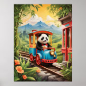 Poster Adorable Panda Train Ride AI Art (Devant)