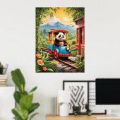 Poster Adorable Panda Train Ride AI Art (Bureau à domicile)