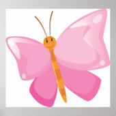 Poster adorable Papillon de dessin rose (Devant)