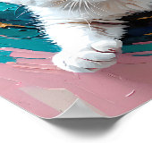 Poster Adorable petit chat blanc dans un tourbillon de sa (Coin)