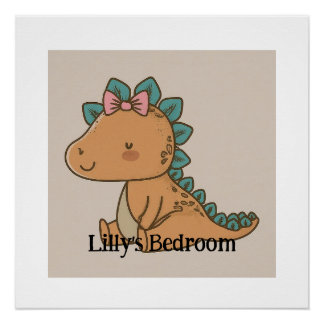 Poster Adorable Petite fille Dinosaur - Design Dino migno