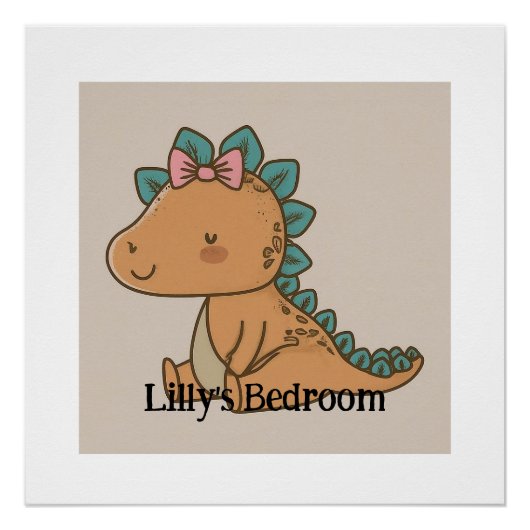 Poster Adorable Petite fille Dinosaur - Design Dino migno (Devant)