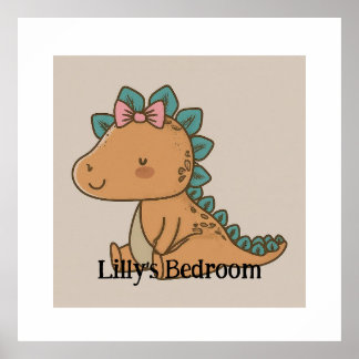 Poster Adorable Petite fille Dinosaur - Design Dino migno