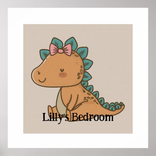 Poster Adorable Petite fille Dinosaur - Design Dino migno (Devant)