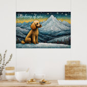 Poster Adorable Poodle Snowy Mountain Penser De Vous (Cuisine)