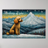 Poster Adorable Poodle Snowy Mountain Penser De Vous (Devant)