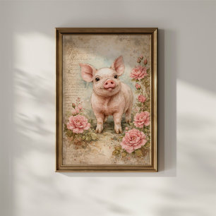 Poster Adorable Porcelet Vintage