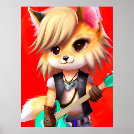 Poster Adorable Punk Rock Fox (Devant)