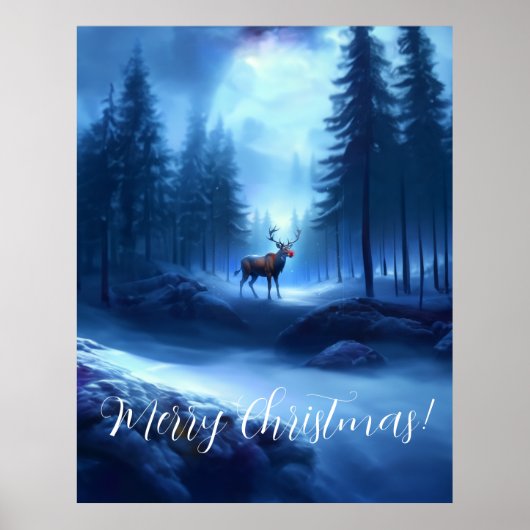 Poster Adorable Reindeer Winter Wonderland Vacances (Devant)