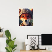Poster Adorable Renard rouge en vêtements (Bureau à domicile)