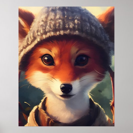 Poster Adorable Renard rouge en vêtements (Devant)