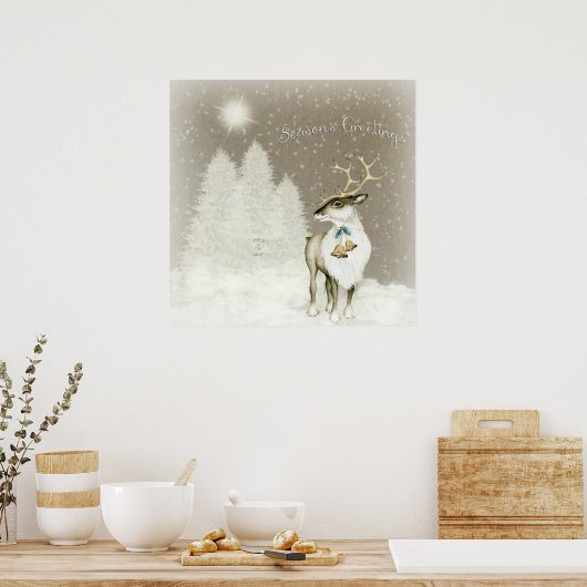 Poster Adorable renne rustique en hiver (Cuisine)