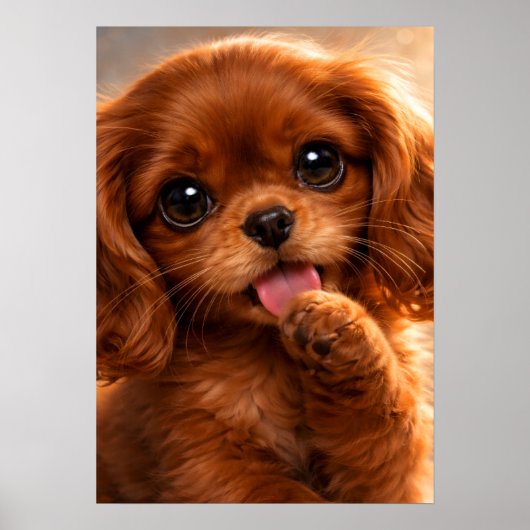 Poster Adorable Ruby Cavalier Spaniel (Devant)
