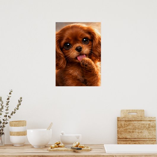 Poster Adorable Ruby Cavalier Spaniel (Cuisine)