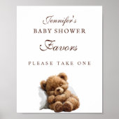 Poster Adorable Sleeping Teddy Bear Baby shower Faveurs S (Devant)