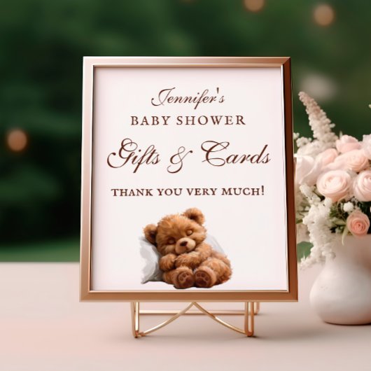 Poster Adorable Sleeping Teddy Ours Cadeaux & Cartes