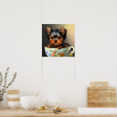 Poster Adorable Yorkie Dans Une Teacup Peinture Numérique (Cuisine)