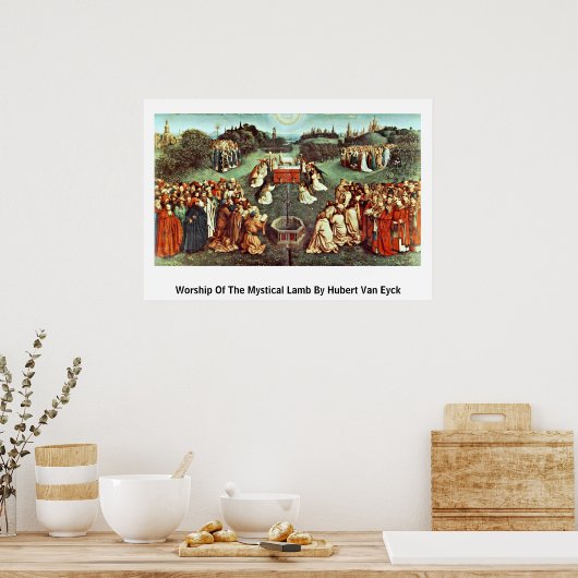 Poster Adoration De L'Agneau Mystique Par Hubert Van Eyck (Cuisine)