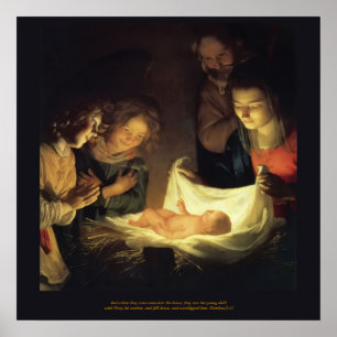 Poster Adoration de l'enfant - Honthorst c1622