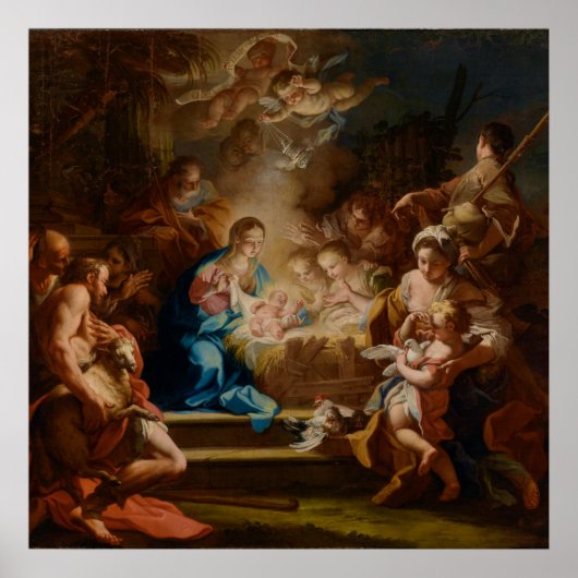 Poster Adoration des bergers Sebastiano Conca Noël (Devant)