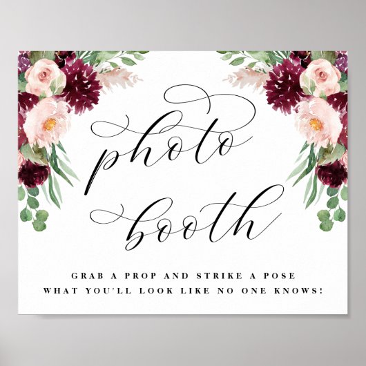 Poster Adore Floral Photo Booth Wedding Accueil Signal (Devant)