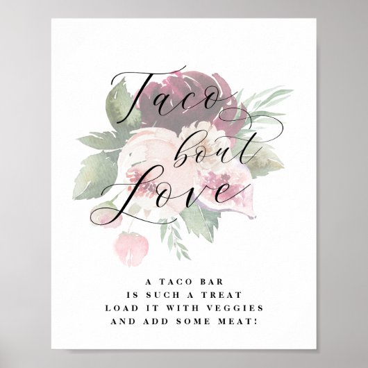 Poster Adore Floral Taco Bout Love Mariage Sign (Devant)