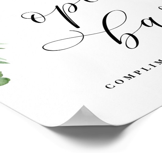 Poster Adore Open Bar Calligraphie Mariage (Coin)