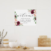 Poster Adore Welcome Chic Floral Script Mariage Signal (Cuisine)