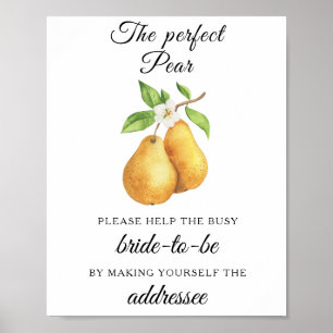 Poster Adresse de la douche de mariée de poires Aide à la