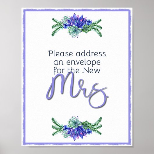 Poster Adresse et enveloppe succulente (Devant)