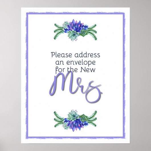 Poster Adresse une Fête des mariées Succulente d'envelopp (Devant)