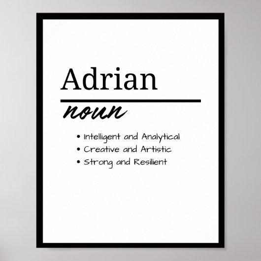 Poster Adrian, Garçon Nom Personnalisé Définition (Devant)