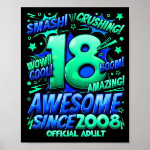 Poster Adulte 18 ans pour garçons 18e anniversaire garçon
