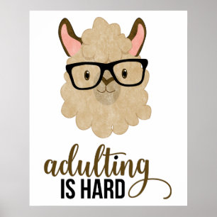 Poster Adulte drôle est dur Hipster Llama