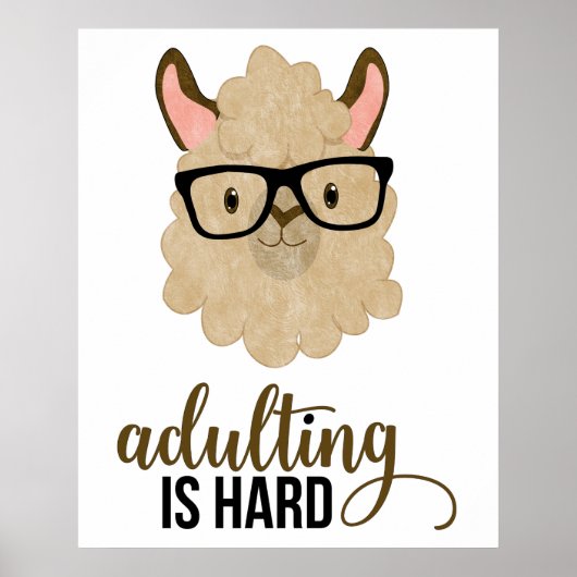 Poster Adulte drôle est dur Hipster Llama (Devant)