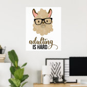 Poster Adulte drôle est dur Hipster Llama (Bureau à domicile)
