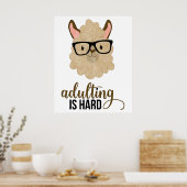 Poster Adulte drôle est dur Hipster Llama (Cuisine)