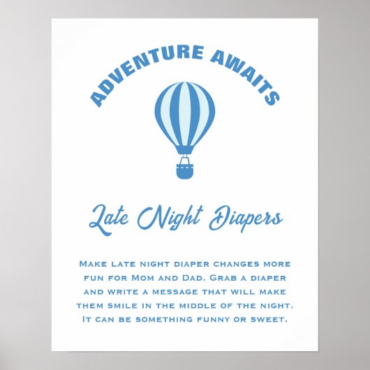 Poster Adventure Attend Baby shower Late Night Diapers (Devant)