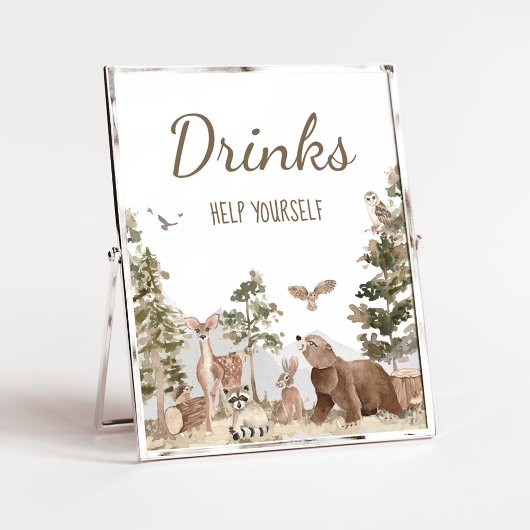 Poster Adventure Attend Bois Animaux Boissons