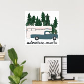 Poster Adventure Await Camping Camping Camping Camper Art (Bureau à domicile)