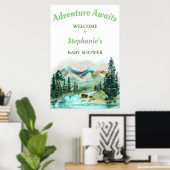 Poster Adventure Await Parc National Baby shower Bienvenu (Bureau à domicile)