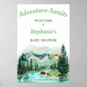 Poster Adventure Await Parc National Baby shower Bienvenu (Devant)
