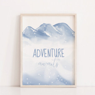 Poster Adventure Await Script Winter Nursery Décor