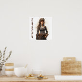 Poster Adventure Await Steampunk Jeune femme (Cuisine)