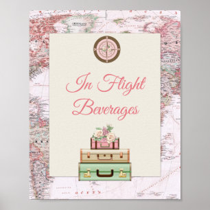 Poster Adventure Await World Travel Map Roses d'ivoire ro