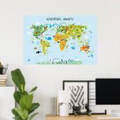 Poster Adventure Awaits World Map for Kids (Bureau à domicile)