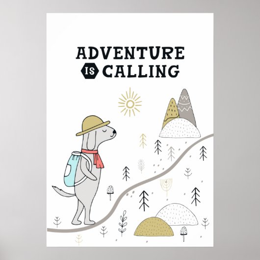 Poster Adventure Calling Cute Dog (Devant)